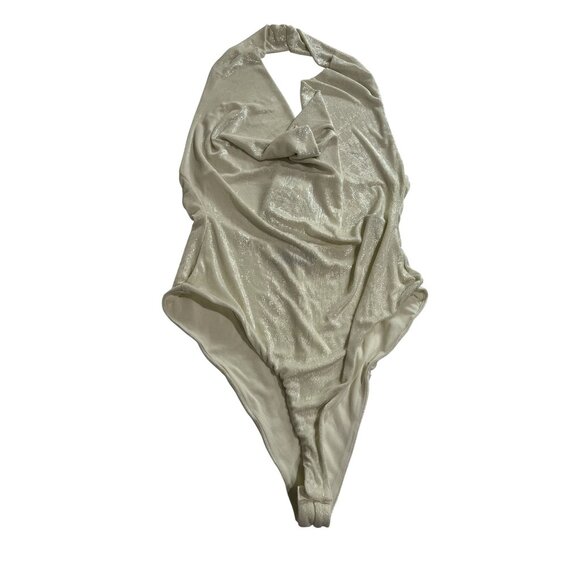 Zara Cowl Neck Bodysuit in Cream - Picture 1 of 3